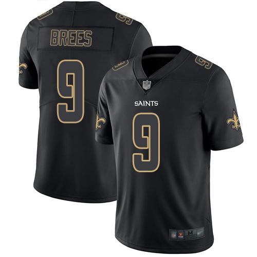 Men New Orleans Saints Limited Black Drew Brees Jersey NFL Football #9 Rush Impact Jersey